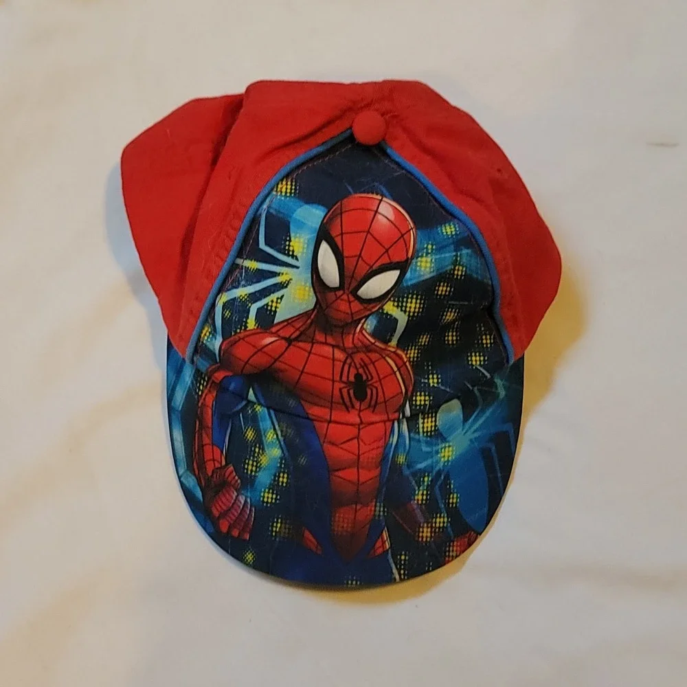 Spiderman Boys 4T Swimsuit Swim Trunks/L/S Rash Guard Shirt/Baseball Cap Spidey